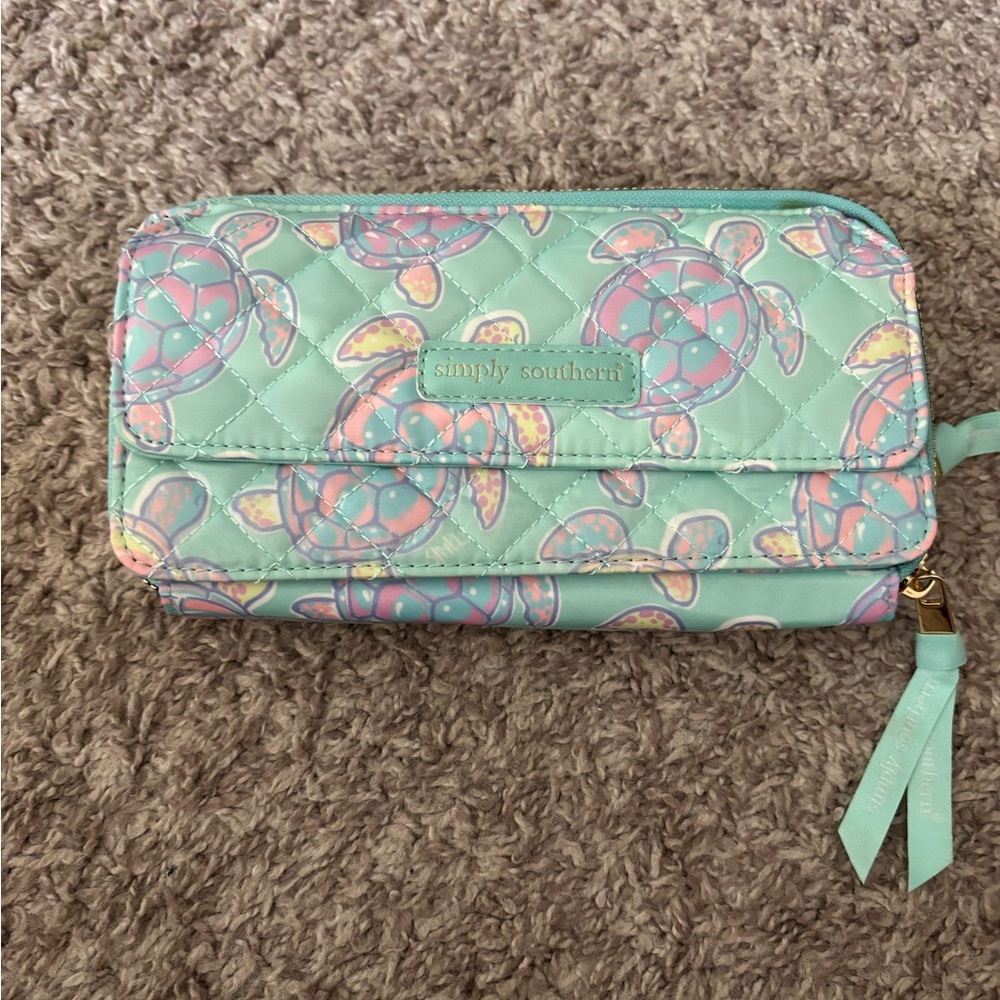 Simply Southern Aqua Wallet with Gold Accents
